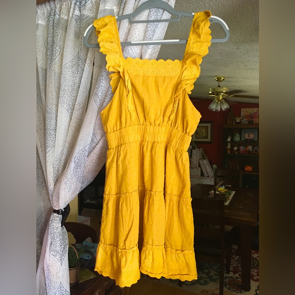 Altar’d State Mustard Yellow Cotton Lace Pinafore